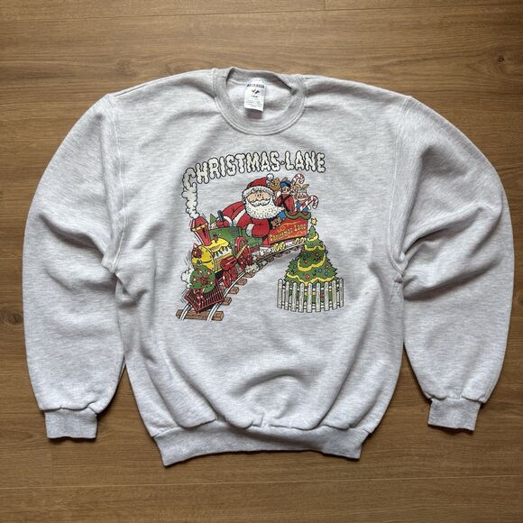 Vintage JERZEES Christmas Sweatshirt Adult Size S Santa Cute Holiday - Picture 9 of 9